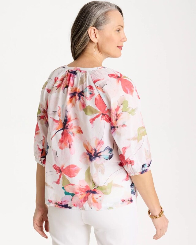 Cotton Voile Croix Collage Blouse - image 3